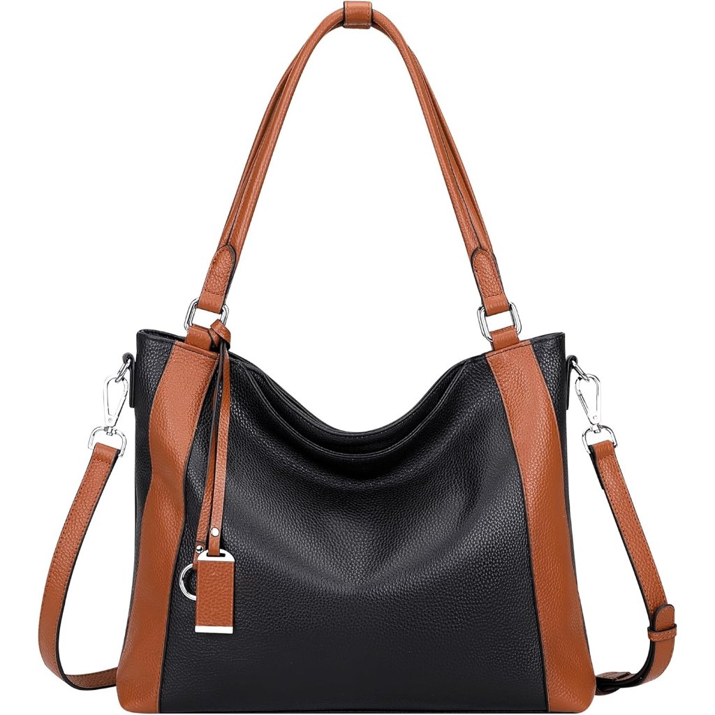 Women's Black/ Brown Genuine Leather Purses For Large Hobo Bags Shoulder